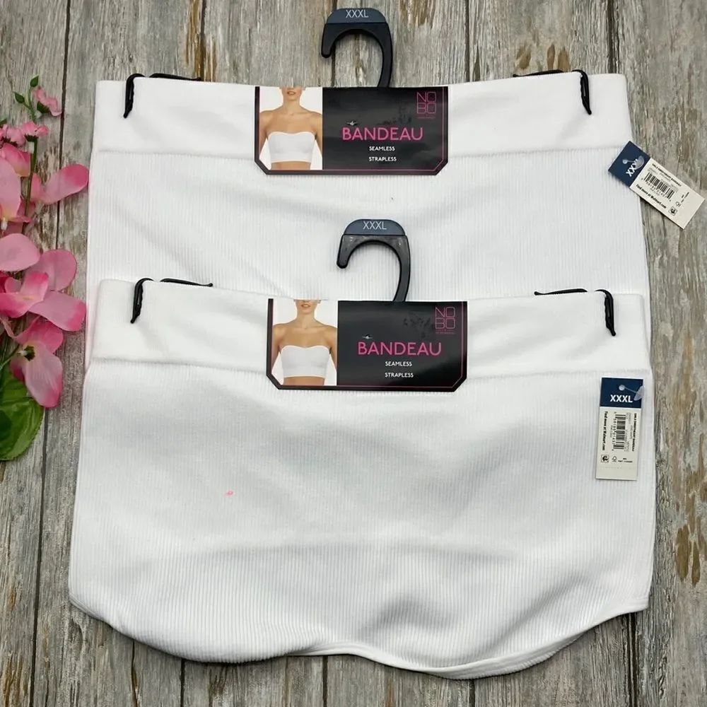 Womens Seamless Strapless Sweetheart Neckline Bandeau Bra 2-Pack Size 3X